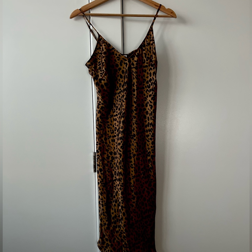 A New Day Leopard Print Satin Slip Dress